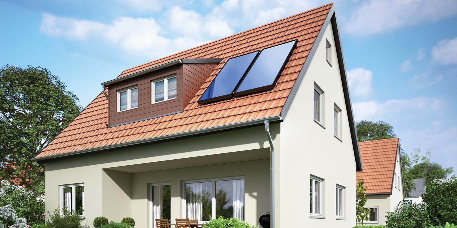 Solarthermiekollektoren auf einem Privathaus